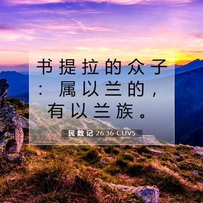 Picture 07 - 民 数 记 26:36 CUVS - 书 提 拉 的 众 子 ： 属 以 兰 的 ， - Bible Verse Picture