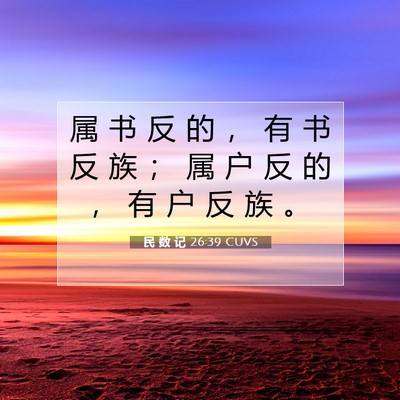 Picture 07 - 民 数 记 26:39 CUVS - 属 书 反 的 ， 有 书 反 族 ； 属 户 - Bible Verse Picture