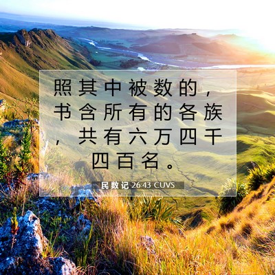 Picture 07 - 民 数 记 26:43 CUVS - 照 其 中 被 数 的 ， 书 含 所 有 的 - Bible Verse Picture