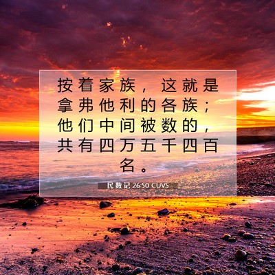 Picture 07 - 民 数 记 26:50 CUVS - 按 着 家 族 ， 这 就 是 拿 弗 他 利 - Bible Verse Picture