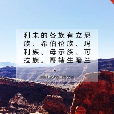 Picture 07 - 民 数 记 26:58 CUVS - 利 未 的 各 族 有 立 尼 族 、 希 伯 - Bible Verse Picture