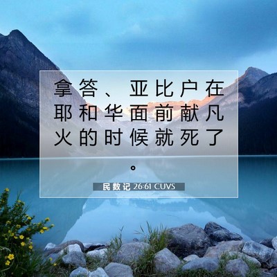 Picture 07 - 民 数 记 26:61 CUVS - 拿 答 、 亚 比 户 在 耶 和 华 面 前 - Bible Verse Picture