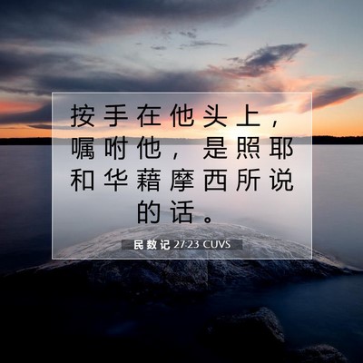 Picture 07 - 民 数 记 27:23 CUVS - 按 手 在 他 头 上 ， 嘱 咐 他 ， 是 - Bible Verse Picture
