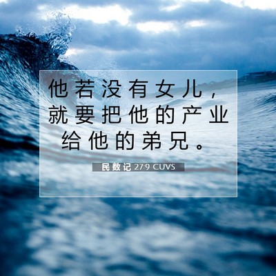 Picture 07 - 民 数 记 27:9 CUVS - 他 若 没 有 女 儿 ， 就 要 把 他 的 - Bible Verse Picture
