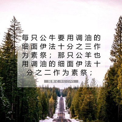 Picture 07 - 民 数 记 28:12 CUVS - 每 只 公 牛 要 用 调 油 的 细 面 伊 - Bible Verse Picture