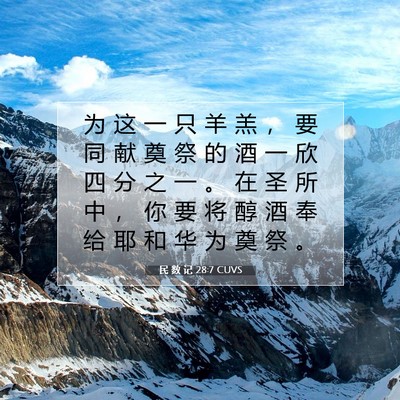 Picture 07 - 民 数 记 28:7 CUVS - 为 这 一 只 羊 羔 ， 要 同 献 奠 祭 - Bible Verse Picture