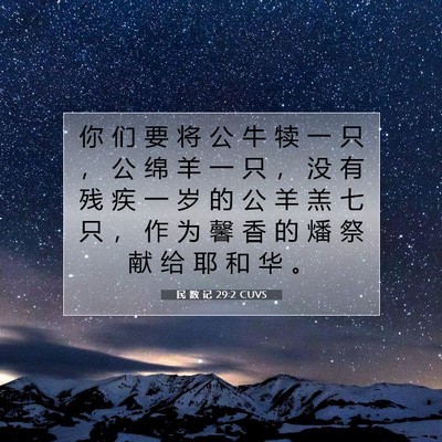 Picture 07 - 民 数 记 29:2 CUVS - 你 们 要 将 公 牛 犊 一 只 ， 公 绵 - Bible Verse Picture