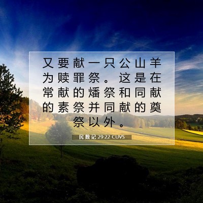 Picture 07 - 民 数 记 29:22 CUVS - 又 要 献 一 只 公 山 羊 为 赎 罪 祭 - Bible Verse Picture