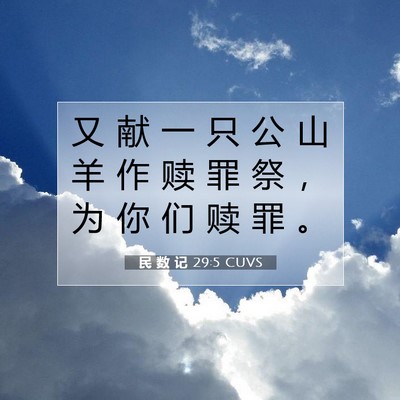 Picture 07 - 民 数 记 29:5 CUVS - 又 献 一 只 公 山 羊 作 赎 罪 祭 ， - Bible Verse Picture
