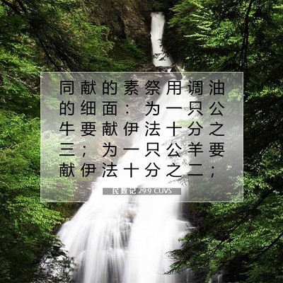 Picture 07 - 民 数 记 29:9 CUVS - 同 献 的 素 祭 用 调 油 的 细 面 ： - Bible Verse Picture
