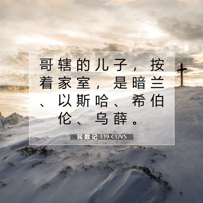 Picture 07 - 民 数 记 3:19 CUVS - 哥 辖 的 儿 子 ， 按 着 家 室 ， 是 - Bible Verse Picture