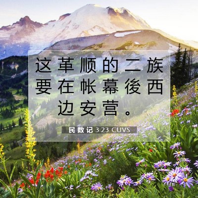 Picture 07 - 民 数 记 3:23 CUVS - 这 革 顺 的 二 族 要 在 帐 幕 後 西 - Bible Verse Picture
