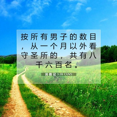 Picture 07 - 民 数 记 3:28 CUVS - 按 所 有 男 子 的 数 目 ， 从 一 个 - Bible Verse Picture