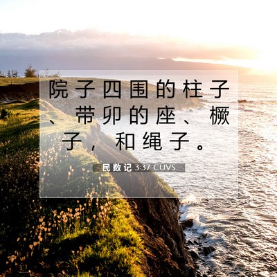 Picture 07 - 民 数 记 3:37 CUVS - 院 子 四 围 的 柱 子 、 带 卯 的 座 - Bible Verse Picture
