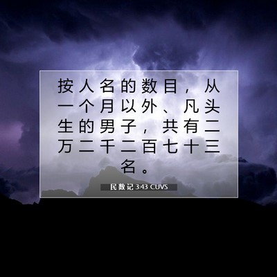 Picture 07 - 民 数 记 3:43 CUVS - 按 人 名 的 数 目 ， 从 一 个 月 以 - Bible Verse Picture