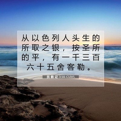 Picture 07 - 民 数 记 3:50 CUVS - 从 以 色 列 人 头 生 的 所 取 之 银 - Bible Verse Picture