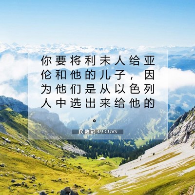 Picture 07 - 民 数 记 3:9 CUVS - 你 要 将 利 未 人 给 亚 伦 和 他 的 - Bible Verse Picture