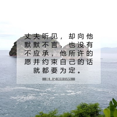 Picture 07 - 民 数 记 30:11 CUVS - 丈 夫 听 见 ， 却 向 他 默 默 不 言 - Bible Verse Picture