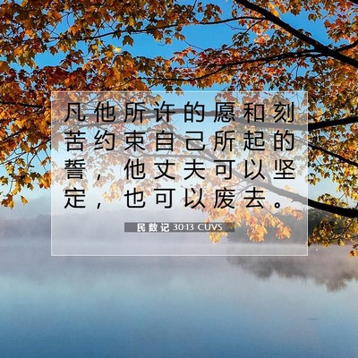 Picture 07 - 民 数 记 30:13 CUVS - 凡 他 所 许 的 愿 和 刻 苦 约 束 自 - Bible Verse Picture