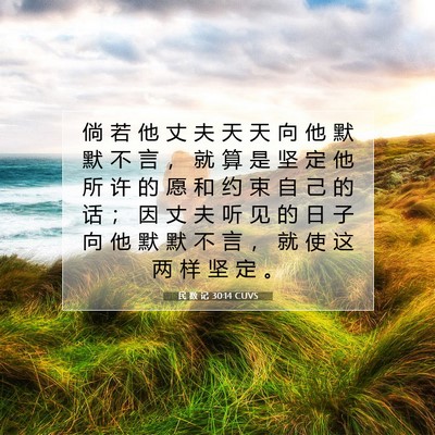 Picture 07 - 民 数 记 30:14 CUVS - 倘 若 他 丈 夫 天 天 向 他 默 默 不 - Bible Verse Picture