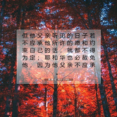 Picture 07 - 民 数 记 30:5 CUVS - 但 他 父 亲 听 见 的 日 子 若 不 应 - Bible Verse Picture