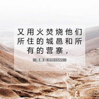 Picture 07 - 民 数 记 31:10 CUVS - 又 用 火 焚 烧 他 们 所 住 的 城 邑 - Bible Verse Picture