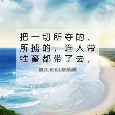 Picture 07 - 民 数 记 31:11 CUVS - 把 一 切 所 夺 的 、 所 掳 的 ， 连 - Bible Verse Picture