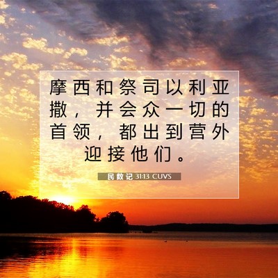 Picture 07 - 民 数 记 31:13 CUVS - 摩 西 和 祭 司 以 利 亚 撒 ， 并 会 - Bible Verse Picture