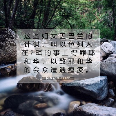 Picture 07 - 民 数 记 31:16 CUVS - 这 些 妇 女 因 巴 兰 的 计 谋 ， 叫 - Bible Verse Picture