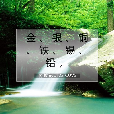 Picture 07 - 民 数 记 31:22 CUVS - 金 、 银 、 铜 、 铁 、 锡 、 铅 - Bible Verse Picture