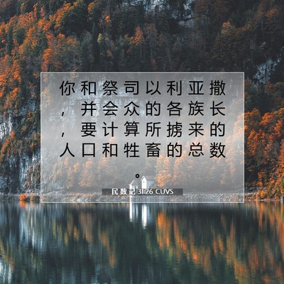 Picture 07 - 民 数 记 31:26 CUVS - 你 和 祭 司 以 利 亚 撒 ， 并 会 众 - Bible Verse Picture