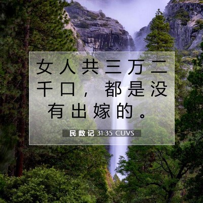 Picture 07 - 民 数 记 31:35 CUVS - 女 人 共 三 万 二 千 口 ， 都 是 没 - Bible Verse Picture