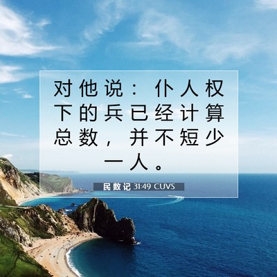 Picture 07 - 民 数 记 31:49 CUVS - 对 他 说 ： 仆 人 权 下 的 兵 已 经 - Bible Verse Picture