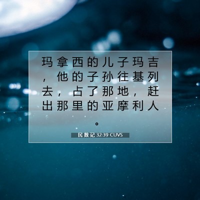 Picture 07 - 民 数 记 32:39 CUVS - 玛 拿 西 的 儿 子 玛 吉 ， 他 的 子 - Bible Verse Picture