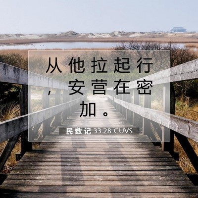 Picture 07 - 民 数 记 33:28 CUVS - 从 他 拉 起 行 ， 安 营 在 密 加 - Bible Verse Picture