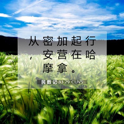 Picture 07 - 民 数 记 33:29 CUVS - 从 密 加 起 行 ， 安 营 在 哈 摩 拿 - Bible Verse Picture