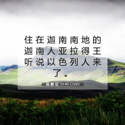 Picture 07 - 民 数 记 33:40 CUVS - 住 在 迦 南 南 地 的 迦 南 人 亚 拉 - Bible Verse Picture