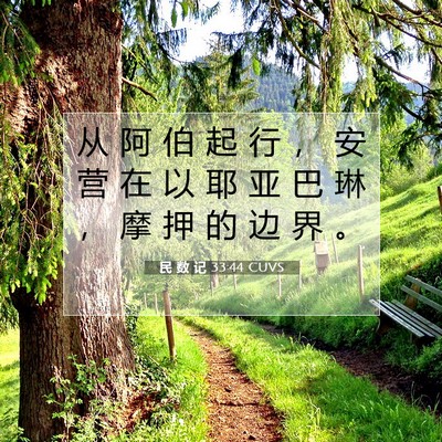 Picture 07 - 民 数 记 33:44 CUVS - 从 阿 伯 起 行 ， 安 营 在 以 耶 亚 - Bible Verse Picture