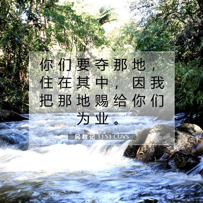 Picture 07 - 民 数 记 33:53 CUVS - 你 们 要 夺 那 地 ， 住 在 其 中 ， - Bible Verse Picture