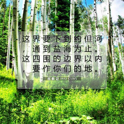 Picture 07 - 民 数 记 34:12 CUVS - 这 界 要 下 到 约 但 河 ， 通 到 盐 - Bible Verse Picture