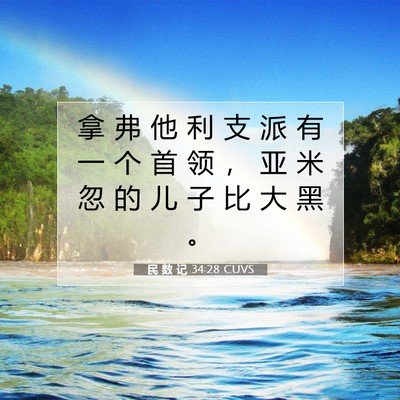 Picture 07 - 民 数 记 34:28 CUVS - 拿 弗 他 利 支 派 有 一 个 首 领 ， - Bible Verse Picture
