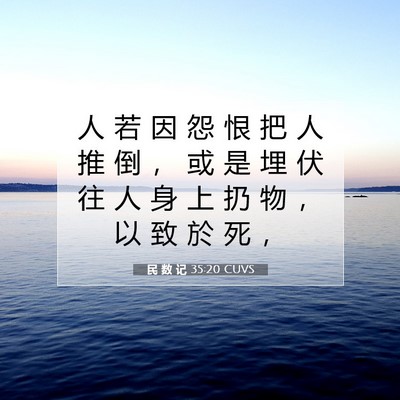 Picture 07 - 民 数 记 35:20 CUVS - 人 若 因 怨 恨 把 人 推 倒 ， 或 是 - Bible Verse Picture