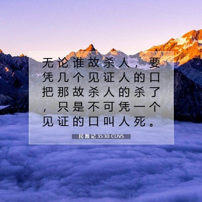 Picture 07 - 民 数 记 35:30 CUVS - 无 论 谁 故 杀 人 ， 要 凭 几 个 见 - Bible Verse Picture