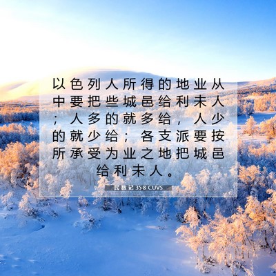 Picture 07 - 民 数 记 35:8 CUVS - 以 色 列 人 所 得 的 地 业 从 中 要 - Bible Verse Picture