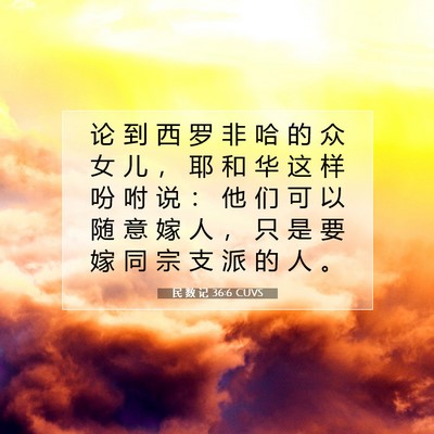 Picture 07 - 民 数 记 36:6 CUVS - 论 到 西 罗 非 哈 的 众 女 儿 ， 耶 - Bible Verse Picture