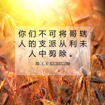 Picture 07 - 民 数 记 4:18 CUVS - 你 们 不 可 将 哥 辖 人 的 支 派 从 - Bible Verse Picture