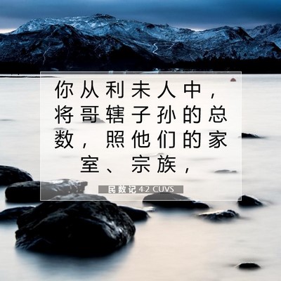 Picture 07 - 民 数 记 4:2 CUVS - 你 从 利 未 人 中 ， 将 哥 辖 子 孙 - Bible Verse Picture