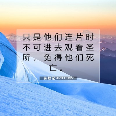 Picture 07 - 民 数 记 4:20 CUVS - 只 是 他 们 连 片 时 不 可 进 去 观 - Bible Verse Picture
