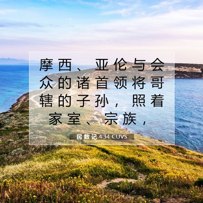 Picture 07 - 民 数 记 4:34 CUVS - 摩 西 、 亚 伦 与 会 众 的 诸 首 领 - Bible Verse Picture