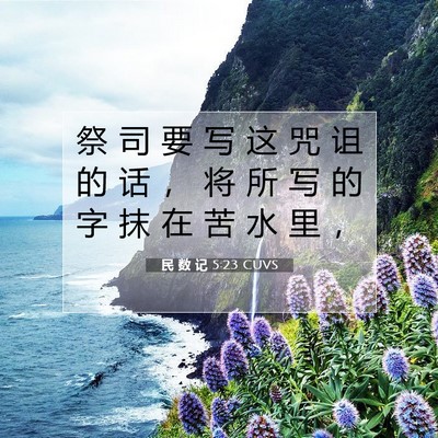 Picture 07 - 民 数 记 5:23 CUVS - 祭 司 要 写 这 咒 诅 的 话 ， 将 所 - Bible Verse Picture